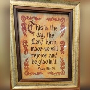 Vintage Home Interiors Christian Bible Framed Psalm 118:24 Wall Art